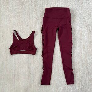 Alo Yoga Matching Workout Leggings Sports Bra Two Piece Set M
